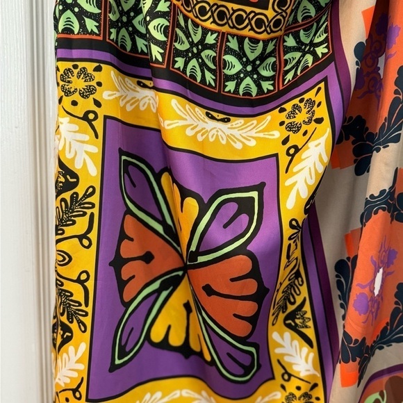 ZARA MULTICOLORED PRINTED, KNOTTED, SLIT MIDI SKIRT SIZE M. NWOT - Picture 3 of 12